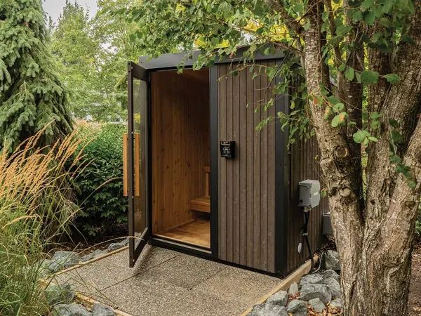 The Nature Series with its glass door open to the cedar interior